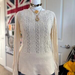 Cream knit long sleeve sweater